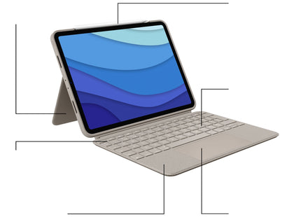 Logitech Combo Touch Caja De Teclado Y Folio Con Panel Táctil Luz Trasera Apple Smart Connector Qwertz Suizo Arena Para Apple Ipad Pro De 11" (1ª Generación 2ª Generación 3ª Generación)