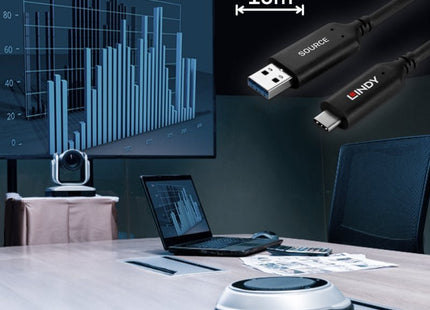 Cable Lindy 43395 Usb 3.2 Gen 1 (3.1 Gen 1) 10 M Usb A Usb C Negro