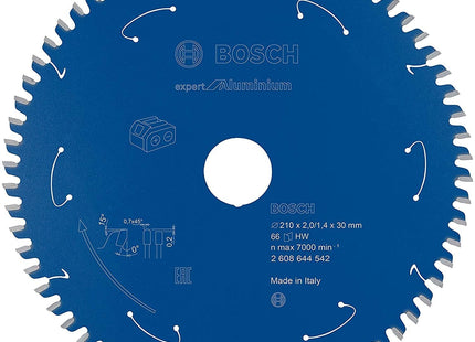 Hoja De Sierra Circular Bosch Professional Expert Para Aluminio, Ø 210 Mm, Diámetro 66z 30 Mm, Para Sierras De Mesa A Batería 2608644542