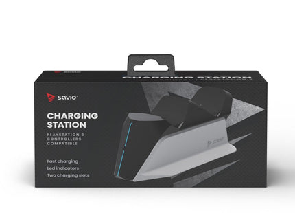 Savio Gcs-01 Estación De Carga Doble Para Pads Ps5, Dual Sense, Usb, Negro