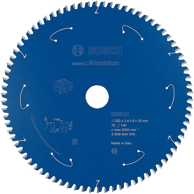 Hoja De Sierra Circular Bosch Professional Expert Para Aluminio, Ø 250 Mm, Diámetro 78z 30 Mm, Para Tronzadoras A Batería 2608644545