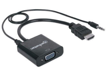 Manhattan Convertidor Hdmi Macho A Vga Hembra, Con Audio, Negro