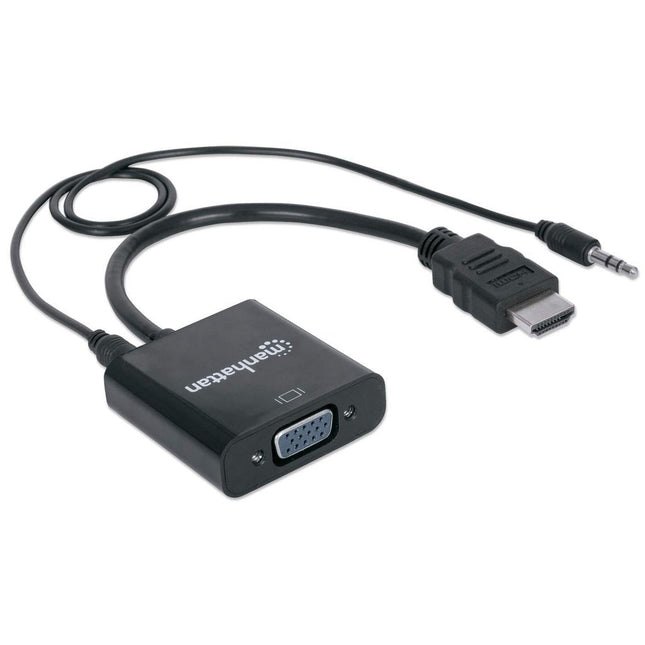 Manhattan Convertidor Hdmi Macho A Vga Hembra, Con Audio, Negro