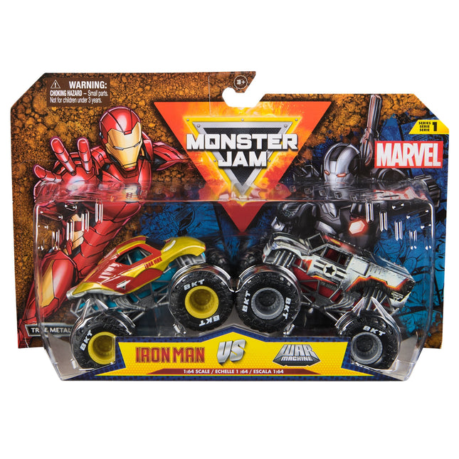 Spin Master Monster Jam 2-Pack Iron Man Vs. War Machine, Vehículo De Juguete Escala 1:64 6070555