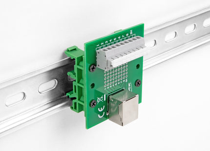 Delock 66992 Rj45 Hembra A Bloque De Terminales Con Pulsador Para Carril Din