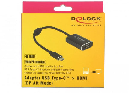 Delock Adapter Usb Type-C Male > Hdmi Female Dp Alt Mode 4k 60 Hz With Pd Function