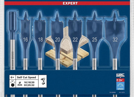 Juego De Brocas De Fresado Plano Bosch Expert Self Cut Speed, 7 Piezas, Ø 16 - 32 Mm (Longitud 152 Mm, Incl. 1 Extensión)  2608900334
