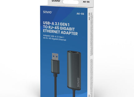 Savio Ak-55 Adapter Usb-A 3.1 Gen 1 Do Rj-45 Gigabit Ethernet