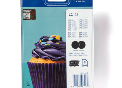 EAN 5014047563164 - Brother LC123BKBP2 cartucho de tinta 2 pieza(s) Original Negro imagen 1
