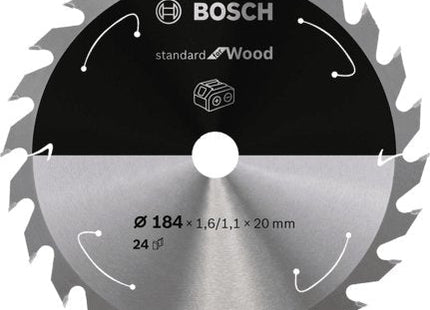 Hoja De Sierra Circular Bosch Professional Standard Para Madera, Ø 184 Mm, Orificio 24z De 20 Mm, Para Sierras Circulares Portátiles A Batería 2608837702
