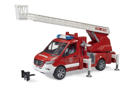 Vehículo Cuerpo De Bomberos Bruder Mb Sprinter Con Módulo De Luz Y Sonido (Rojo/Blanco, Escalera Giratoria, Bomba)
