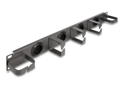 Delock 66751 Panel De Organización De Cables De 19? Con 4 Goma Entradas De Cables Y 5 Ganchos Metálicos 1u Gris Oscuro