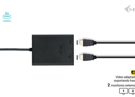 I-Tec Usb-C Dual 4k 60hz Single 8k 30hz Hdmi Video Adapter 2x Hdmi Port