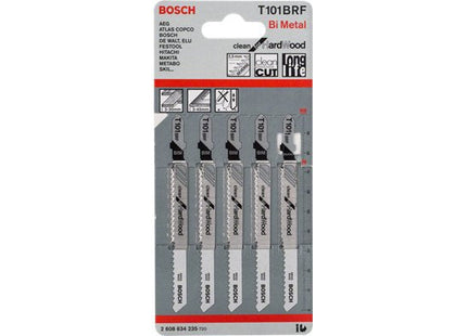 Bosch Professional Hoja De Sierra De Calar T 101 Brf Clean Para Madera Dura, 100 Mm 5 Piezas 2608634235