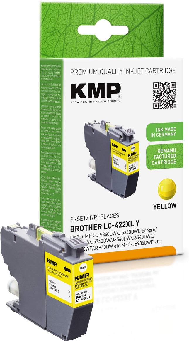 Tinta Kmp Brother Mfc-J5340dw Lc422xly Amarillo 1500s. 20ml Remanufactured