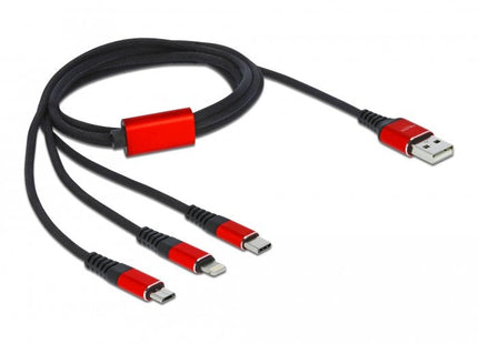 Cable De Carga Usb Delock 3 En 1 Tipo A A Lightning  / 2 X Usb Tipo C  1 M