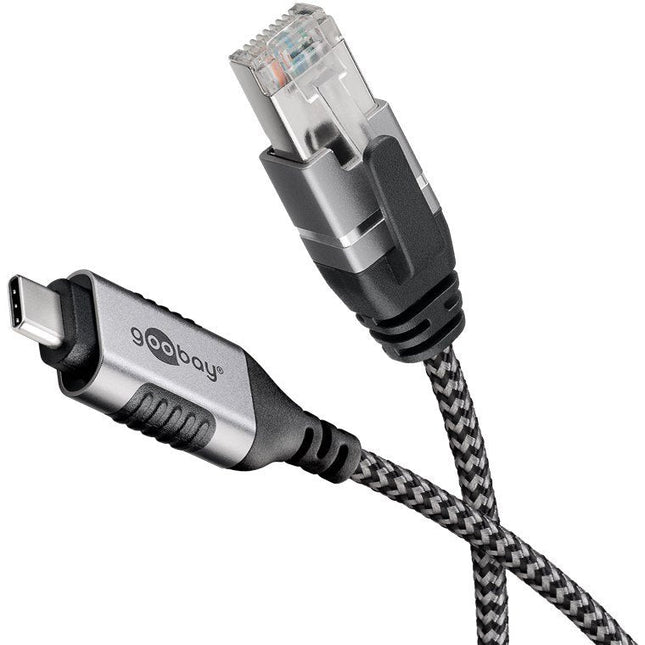 Cable Adaptador Ethernet Goobay Usb-C 3.2 Gen2 > Rj-45, Delgado Negro Gris, 3 Metros 74404