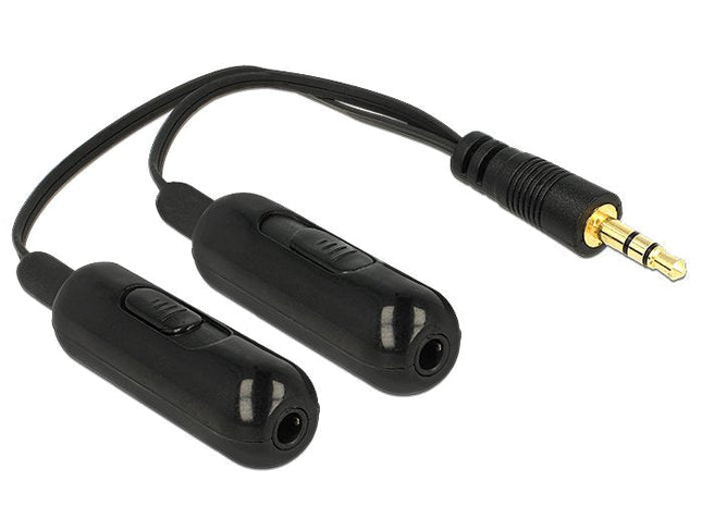 Adapter Kabel Klinke Splitter 1 X Stecker  2 X Buchse 3 Pin + Volume Schwarz 19 Cm Delock