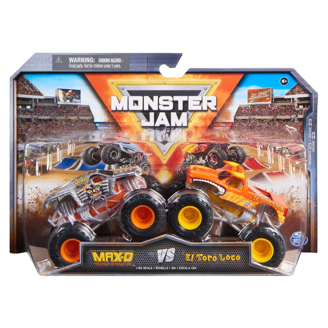 Spin Master Monster Jam - Pack De Dos Con Max-D Y El Toro Loco Escala 1:64 6066633