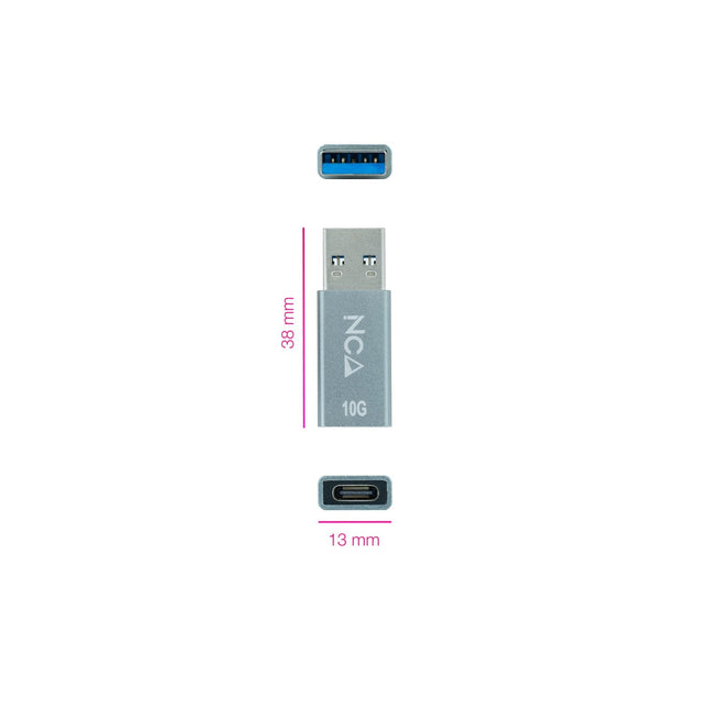 Nanocable Adaptador Usb-A 3.1 Gen 2 Macho A Usb-C Hembra - Transferencia De Datos De Hasta 10 Gbps - Funcion Otg