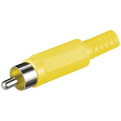 Conector Rca Macho Amarillo Plastico Con Protector De Cable