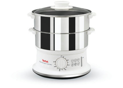 Tefal Vc145 Vaporizador 2 Cesta(S) Independiente Blanco, Acero Inoxidable, Cocedor Al Vapor Acero Fino/Blanco, 2 Cesta(S), Blanco, Acero Inoxidable, Independiente, Giratorio, Frente, Acero Inoxidable