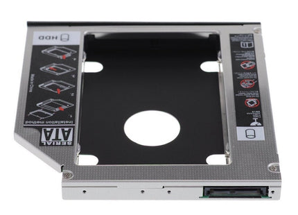 Ewent Sata Iii Ssd/Hdd Installation Frame For Cd/Dvd/Blu-Ray Drive Ewent Ew7005, Universal, Funda De Disco Duro, Acrilonitrilo Butadieno Estireno (Abs), Aluminio, Negro, Gris, 2.5", Hp, Dell, Acer, Benq, Asus, Lenovo, Great Wall
