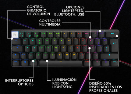 Teclado Ingles Logitech 920-011911 / G Pro X 60 Us Negro