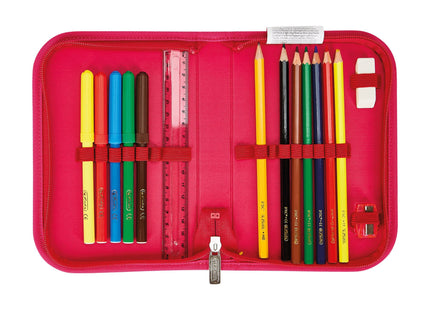 Herlitz Softlight Plus Stars&Strips Juego De Mochila Escolar Chica Poliéster Rosa, Rojo