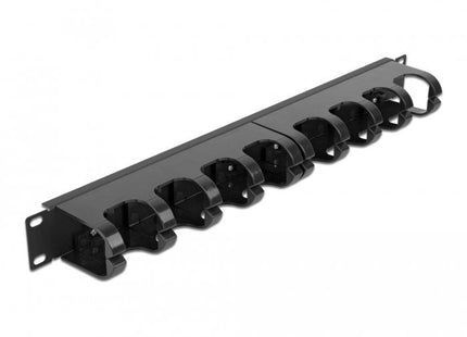 Delock Panel De Gestión De Cables De 19" Con 10 Rutas De Cables Cerradas 1u Negro