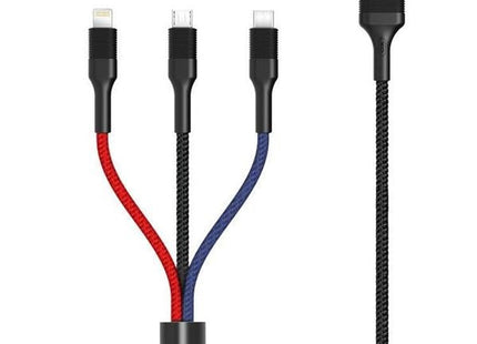 Xo Cable Trenzado Usb-A Macho A Usb-C, Microusb Y Lightning - Carga Rapida 2a - Longitud 1.20m
