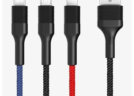 Xo Cable Trenzado Usb-A Macho A Usb-C, Microusb Y Lightning - Carga Rapida 2a - Longitud 1.20m