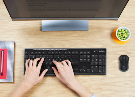 Teclado Belga Logitech Wireless Combo Mk270 Ratón Incluido Usb Azerty Negro
