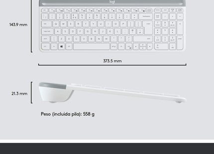 Teclado Español + Ratón Logitech MK470 Inalámbrico Blanco