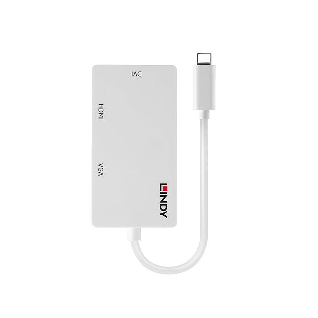 Lindy 43273 Adaptador Usb-C A Vga /  Dvi / Hdmi 3840 X 2160 Pixeles Blanco