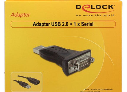 Delock Adaptador Usb 2.0 A Serie Db9 M/M Negro 61460