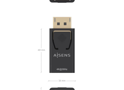 Aisens Conversor Displayport A Hdmi 4k@30hz, Dp/M-Hdmi/H, Negro