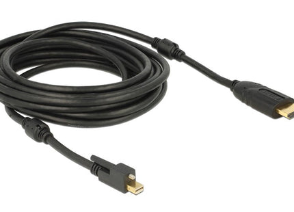 Delock Cable Mini Displayport 1.2 Macho Con Tornillo  Hdmi Macho 4k Activo Negro 5 M