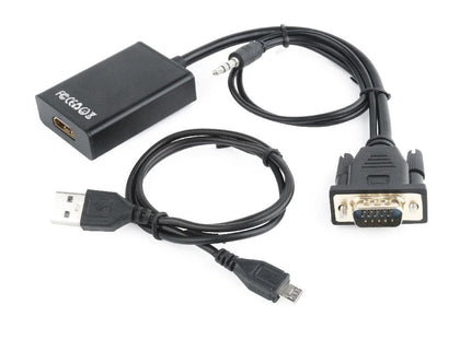 Gembird Adaptador Vga A Hdmi Con Audio Jack  3.5mm 0.15m Negro A-Vga-Hdmi-01