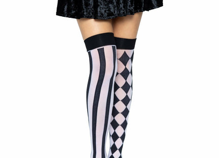 Leg Avenue Calcetines Altos Arlequin Negro/Blanco