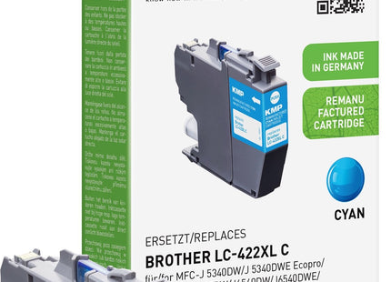 Tinta Kmp Brother Mfc-J5340dw Lc422xlc Cyan 1500s. 20ml Remanufactured