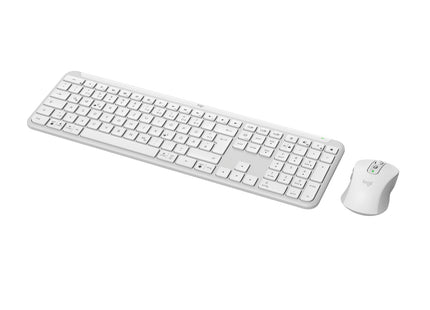 Teclado Alemán + Ratón Logitech Mk950 Signature Slim Rf Wireless + Bluetooth Qwertz Grafito, Blanco