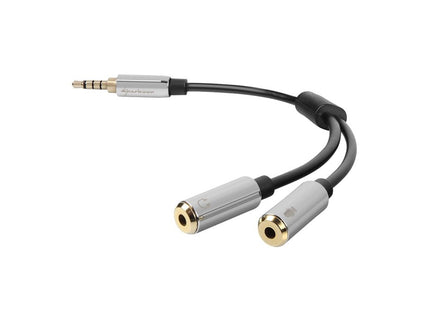 Sharkoon 0.12m, 3.5mm/2x3.5mm Cable De Audio 0,12 M 3,5mm 2 X 3,5mm Negro, Plata