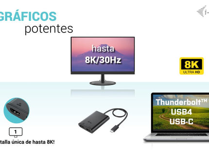 I-Tec Usb-C Dual 4k 60hz Single 8k 30hz Hdmi Video Adapter 2x Hdmi Port