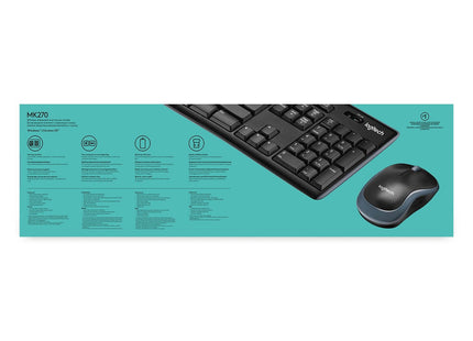 Teclado Belga Logitech Wireless Combo Mk270 Ratón Incluido Usb Azerty Negro