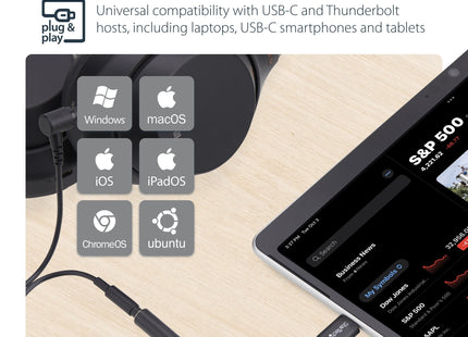 EAN 0065030898225 - StarTech.com USBCAUDIO2 cambiador de género para cable USB Type-C 2.0 3.5 mm Negro imagen 11