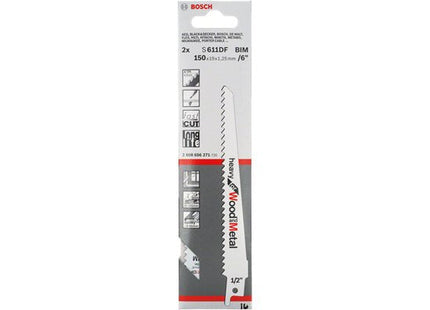 Hoja De Sierra De Sable Bosch Professional S 611 Df Heavy Para Madera Y Metal, 100 Piezas, Longitud 150 Mm 2608656259