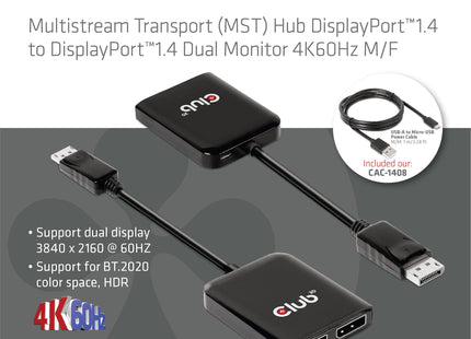 EAN 8719214471927 - CLUB3D Multi Stream Transport (MST) Hub DisplayPort 2x DisplayPort imagen 5