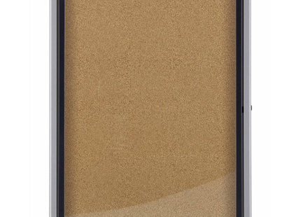 Nobo Vitrina Para 4 Hojas A4 Con Superficie De Corcho - 532x692x37mm - Puerta De Cristal De Seguridad - Marco De Aluminio - Color Natural