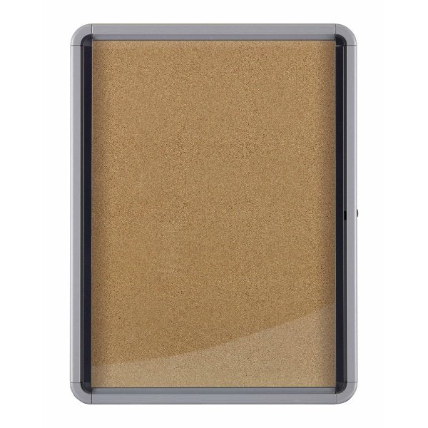 Nobo Vitrina Para 4 Hojas A4 Con Superficie De Corcho - 532x692x37mm - Puerta De Cristal De Seguridad - Marco De Aluminio - Color Natural
